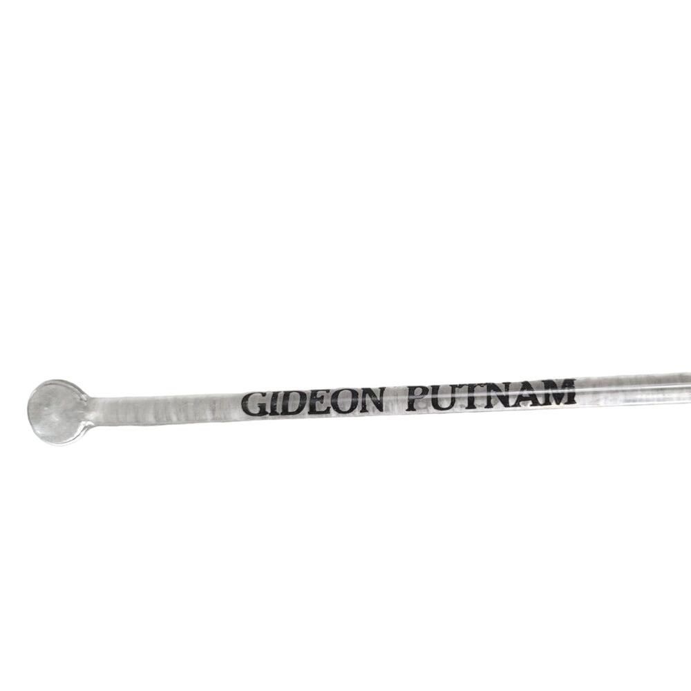 Vtg Blown Glass Swizzle Stick Stir Spoon Clear Gideon Putnam Hotel NY